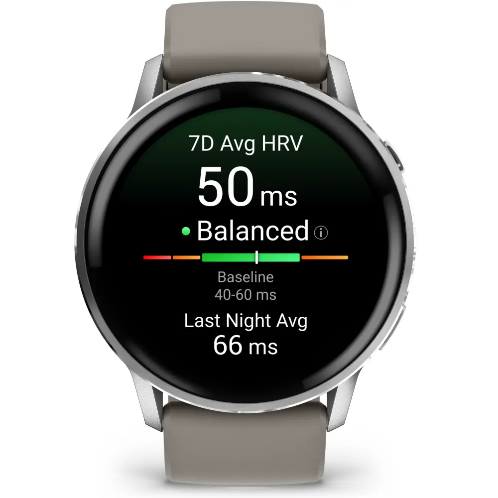 Garmin Venu 4 - 45mm Schwarz-Silber Schnellwechsel-Silikonarmband 22mm Grau