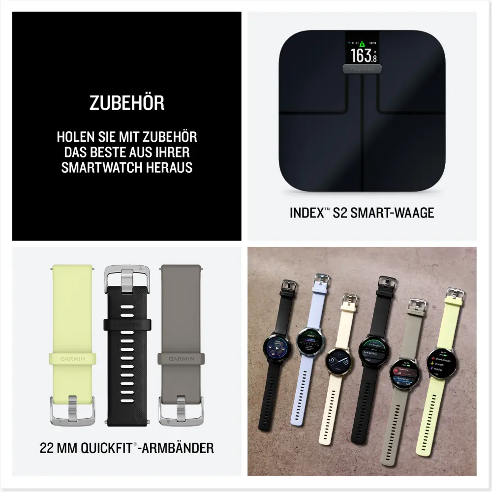 Garmin Venu 4 - 45mm Schwarz-Schiefergrau Schnellwechsel-Silikonarmband 22mm