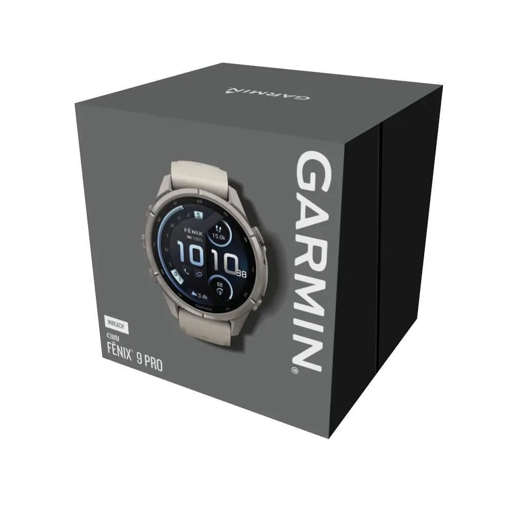 Garmin fenix 9 Pro inReach 43 mm Titan Nebelgrau/Dunkler Sandstein