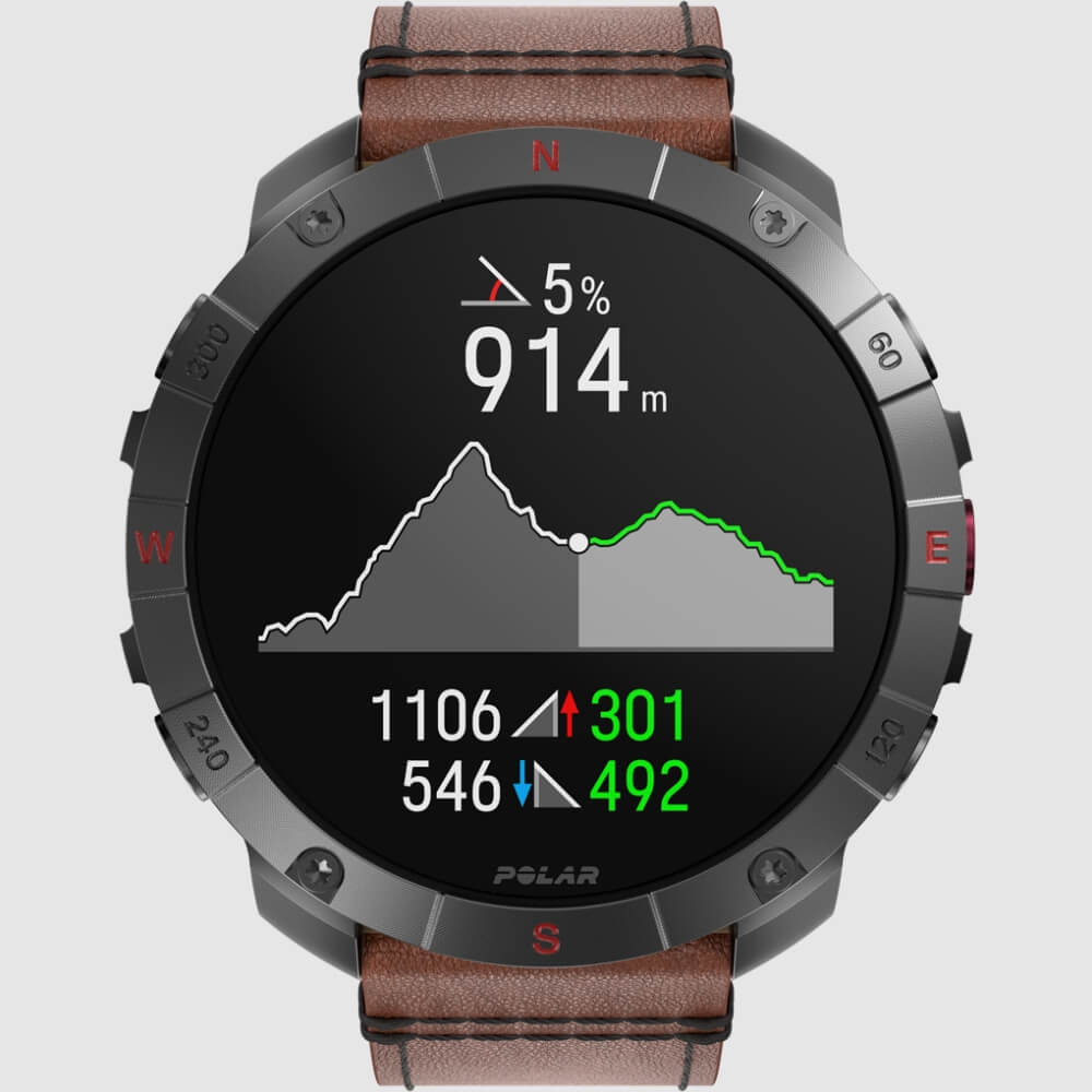 POLAR Grit X2 Pro Outdoor Multisportuhr Titan Leder M-L bei CardioZone günstig online kaufen