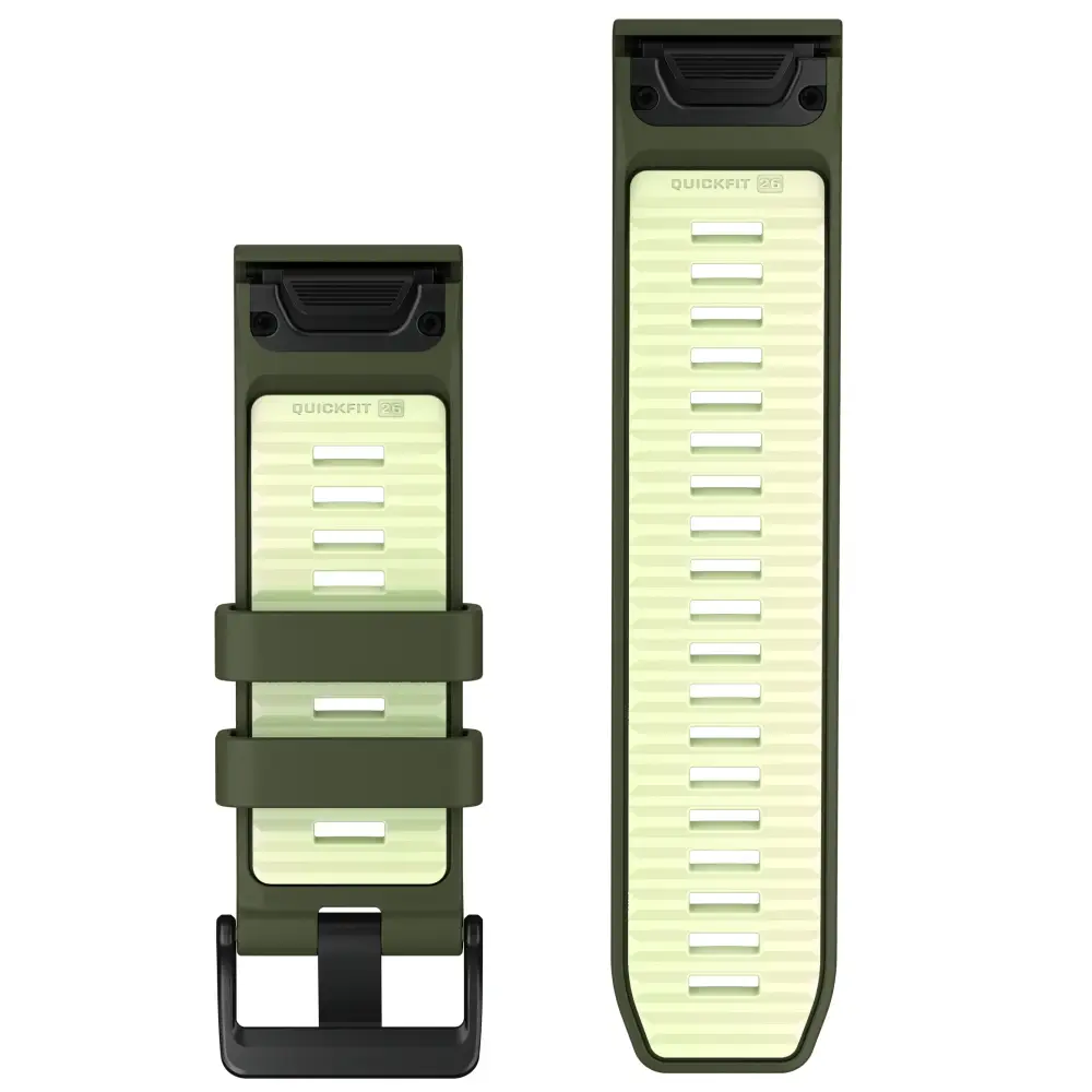 Garmin Quickfit Silikon Armband 26mm Olive Drab/Zitrone fenix 9 51mm u.a.