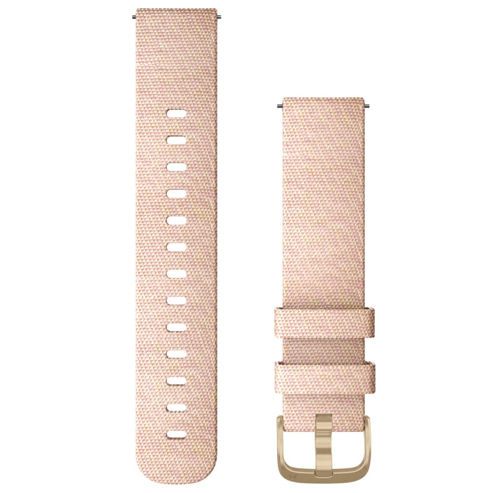 Garmin Schnell-Wechsel Nylon Armband 20mm Hellrosa gewebt / Verschluss Hellgold  bei CardioZone online kaufen