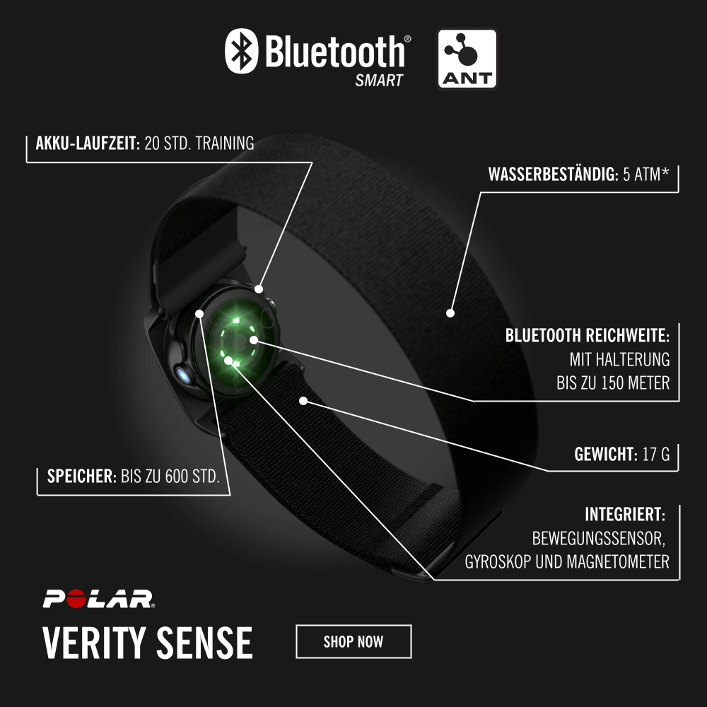 POLAR Verity Sense Schwarz optischer Puls-Sensor für jeden Sport bei CardioZone günstig online kaufen