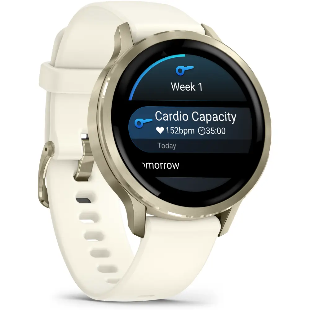 Garmin Venu 4 - 41mm Beige-Lunargold Schnellwechsel-Silikonarmband 18mm Bone