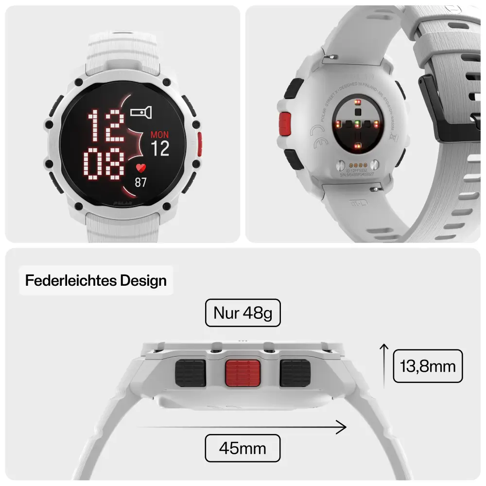 POLAR Street X Snow White Urban Sports Watch mit Amoled Display