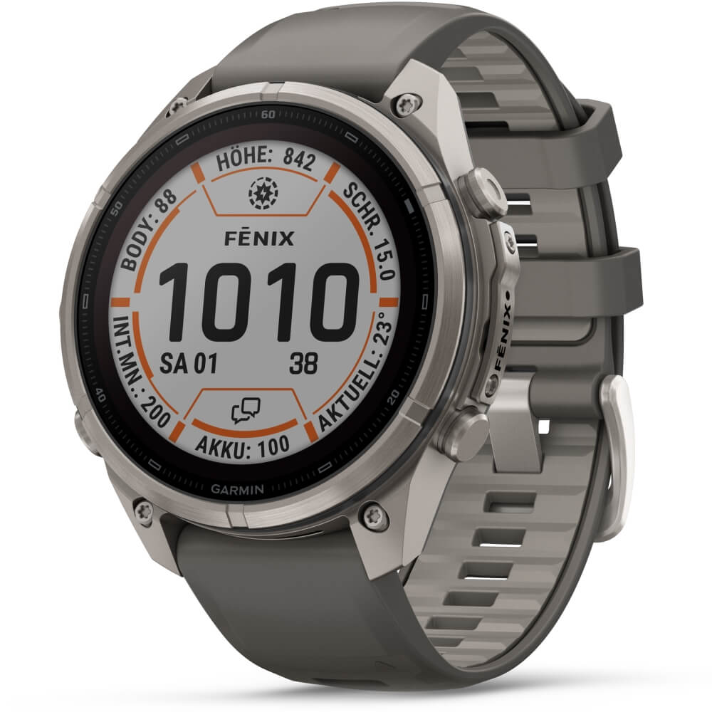 Garmin fenix 9 Pro inReach Solar 47 mm Titan Kieselgrau/Silbergrau