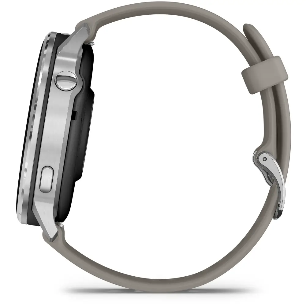 Garmin Venu 4 - 45mm Schwarz-Silber Schnellwechsel-Silikonarmband 22mm Grau