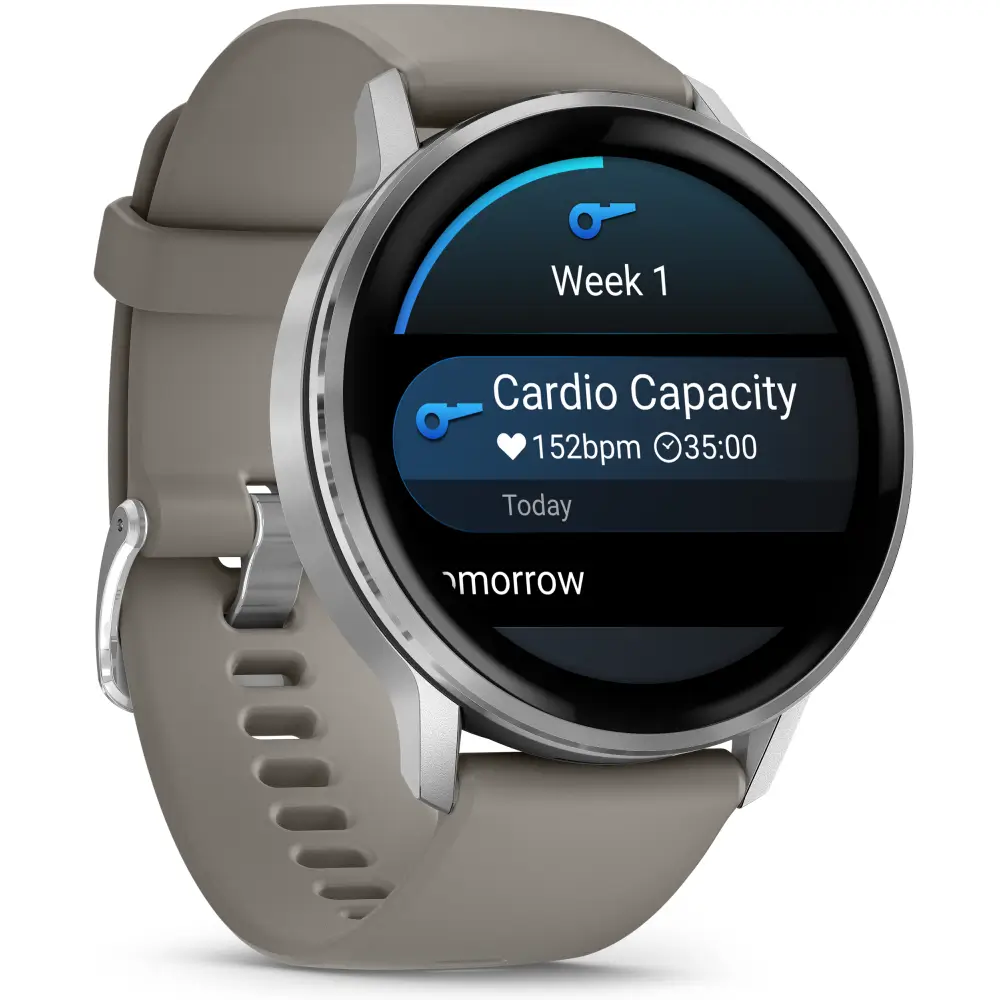 Garmin Venu 4 - 45mm Schwarz-Silber Schnellwechsel-Silikonarmband 22mm Grau