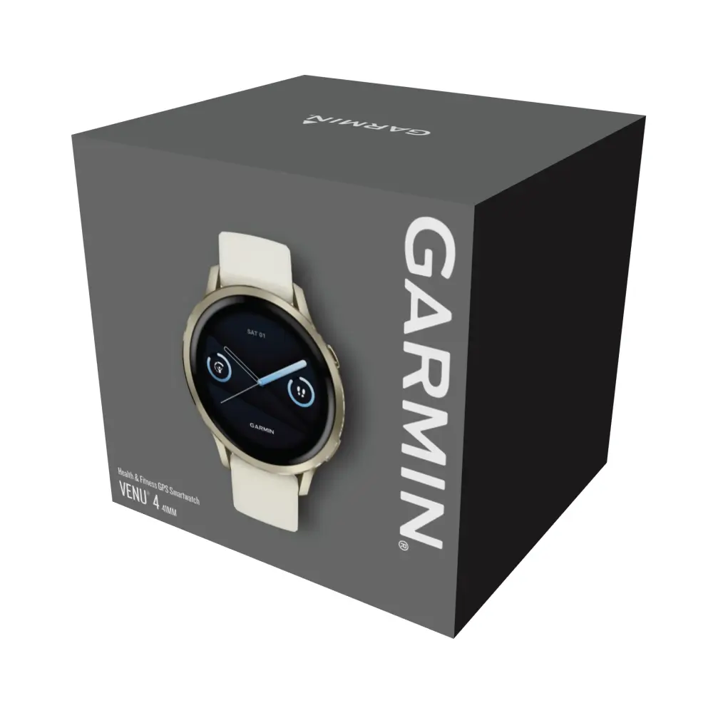 Garmin Venu 4 - 41mm Beige-Lunargold Schnellwechsel-Silikonarmband 18mm Bone