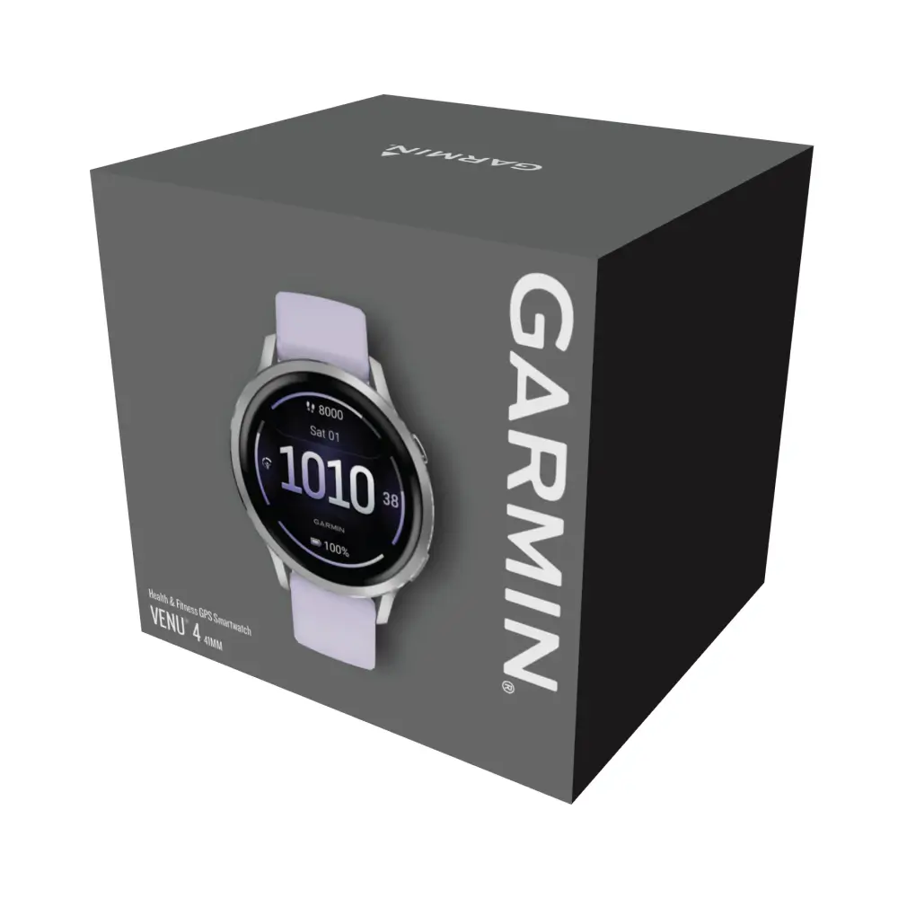 Garmin Venu 4 - 41mm Grau-Silber Schnellwechsel-Silikonarmband 18mm Lavendel