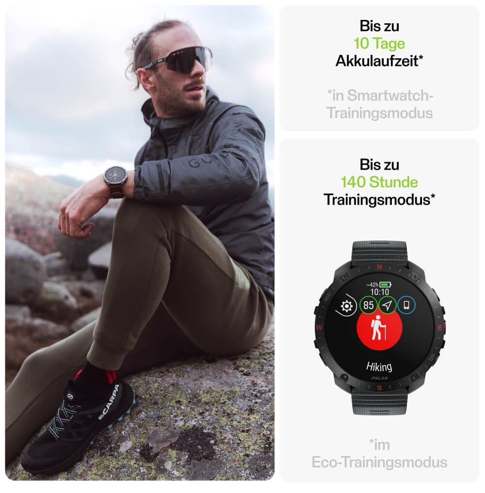 POLAR Grit X2 Pro Outdoor Multisportuhr Titan Leder M-L bei CardioZone günstig online kaufen