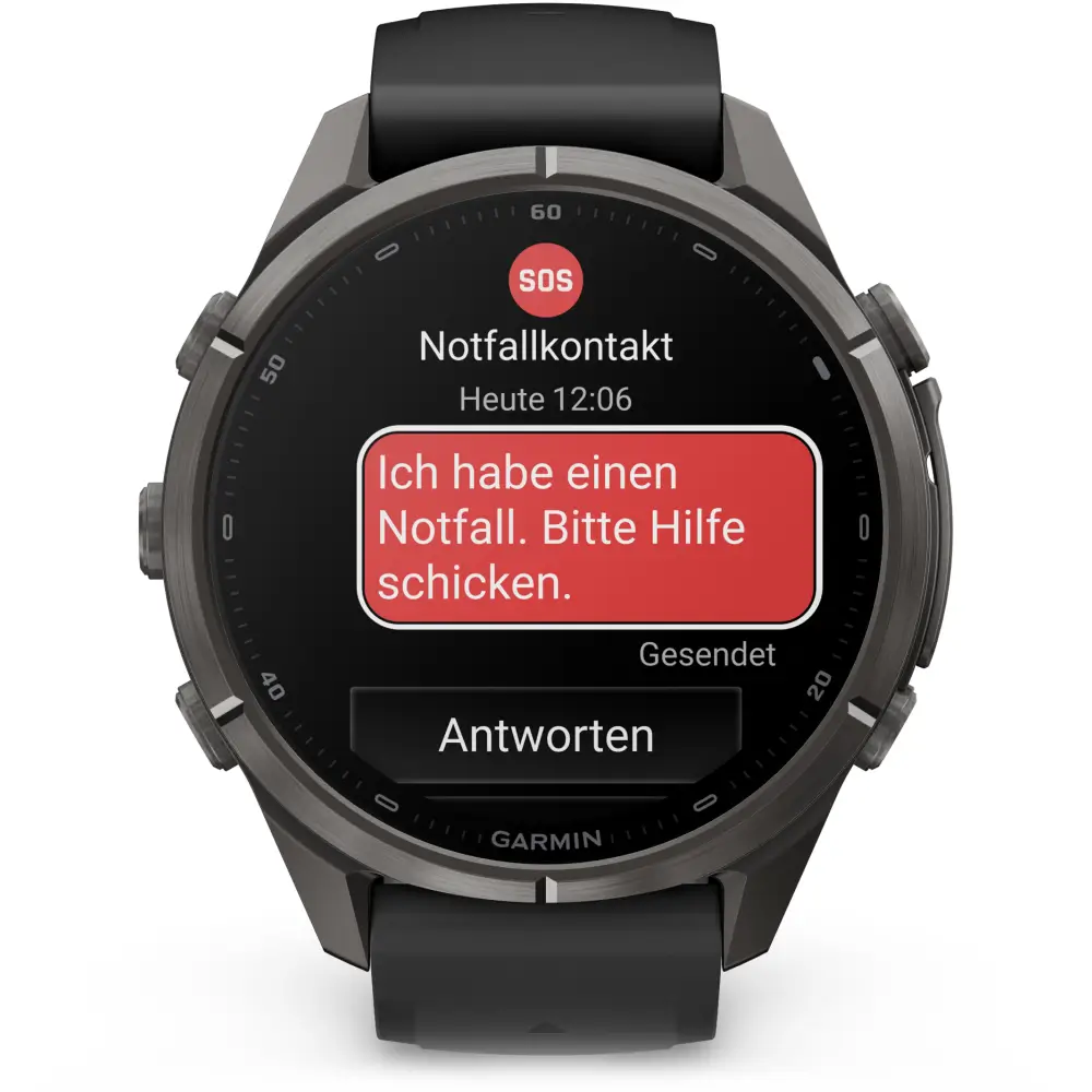 Garmin fenix 9 Pro inReach 43 mm Carbongrau DLC Titan Schwarz/Kieselgrau