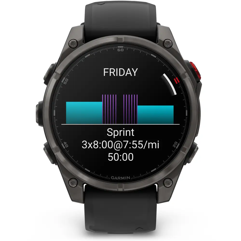 Garmin fenix Pro 8 47mm AMOLED Sapphire Schwarz/Carbongrau Titan DLC 22mm Silikonarmband