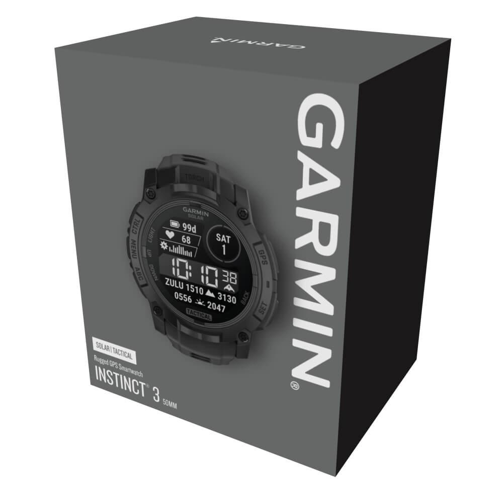 Garmin Instinct 3 Tactical SOLAR 50 mm Schwarz Outdoor Smartwatch bei CardioZone günstig online kaufen