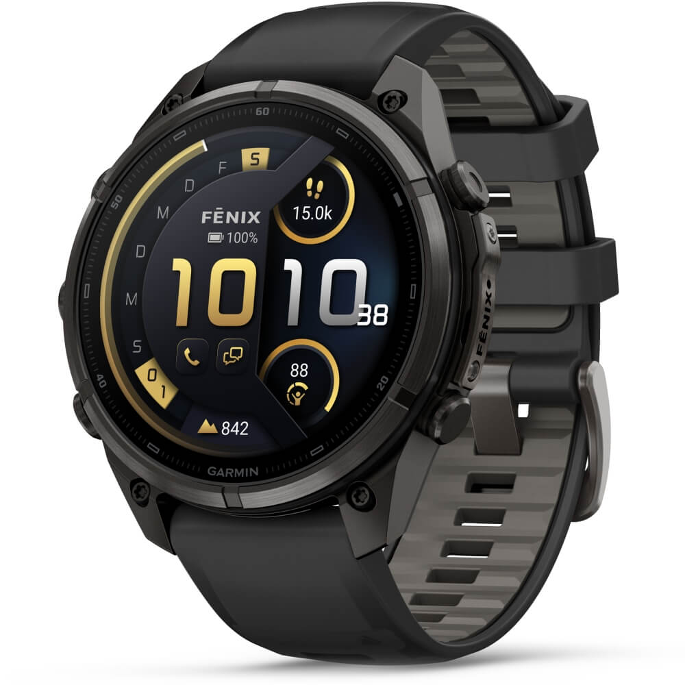 Garmin fenix 9 Pro inReach 47 mm Carbongrau DLC Titan Schwarz/Kieselgrau