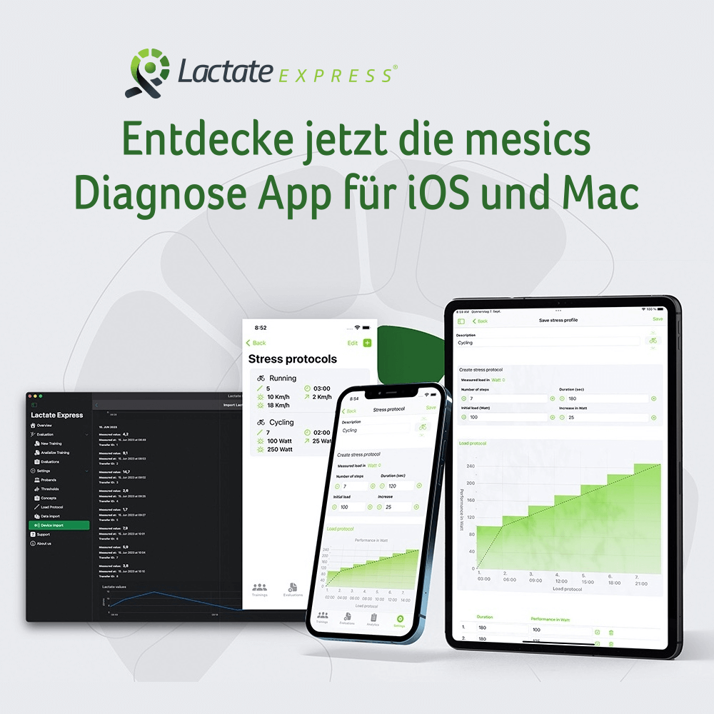 Lactate Express Diagnostics App vom Marktführer mesics jetzt downloaden