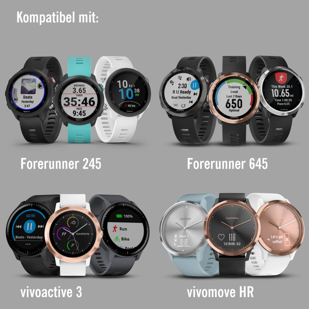 Garmin Forerunner 245 Schnell-Wechsel 20mm Silikon-Armband Weiss / Schnalle Grau bei CardioZone günstig online kaufen