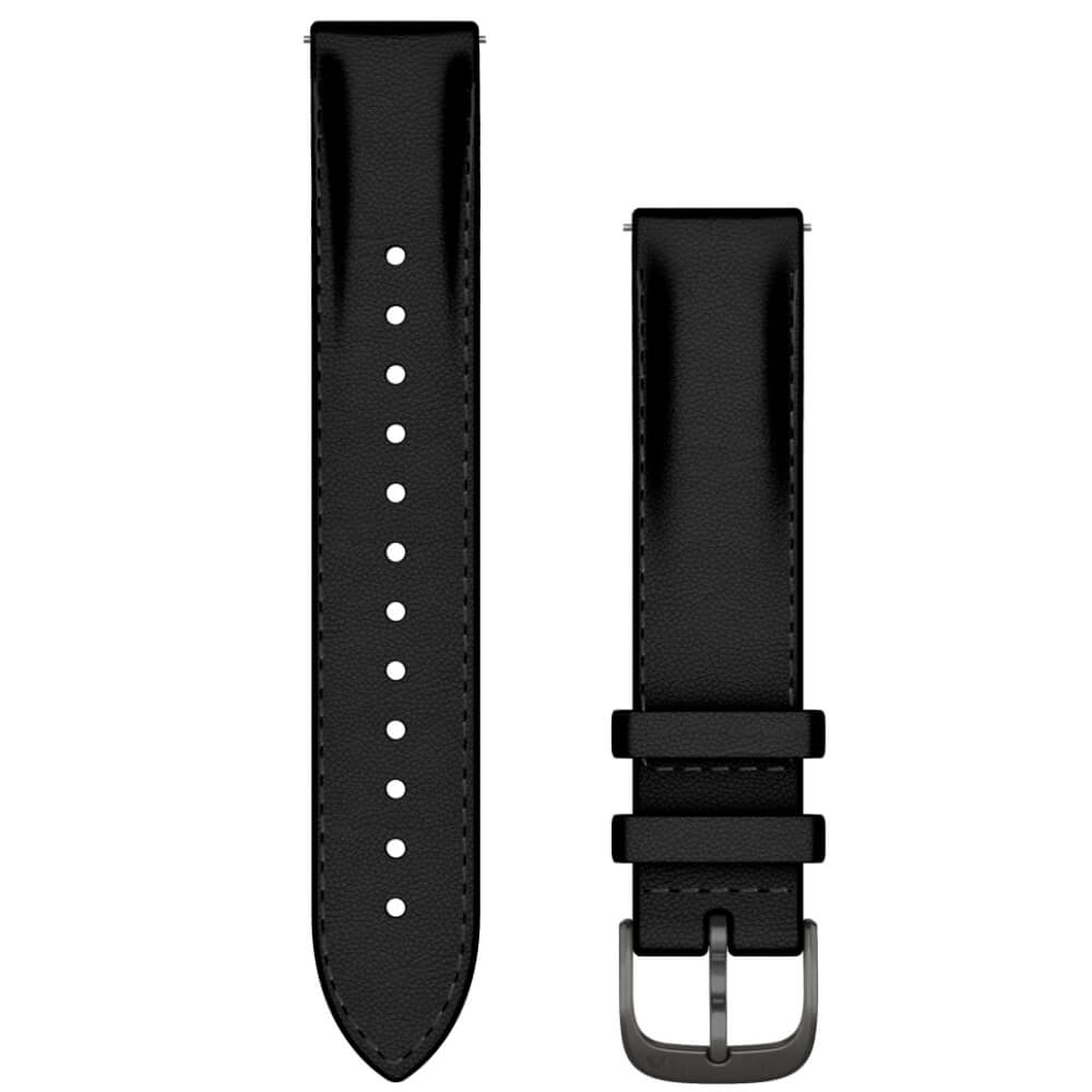 Garmin Schnellwechsel-Armband 18mm Leder Schwarz/Schiefergrau
