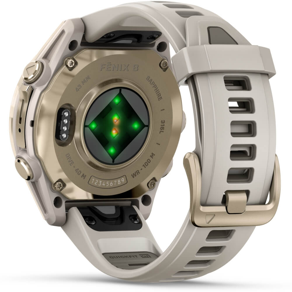 Garmin fenix 8 43 mm AMOLED Sapphire Nebelgrau/Softgold Multisport-Smartwatch bei CardioZone günstig online kaufen