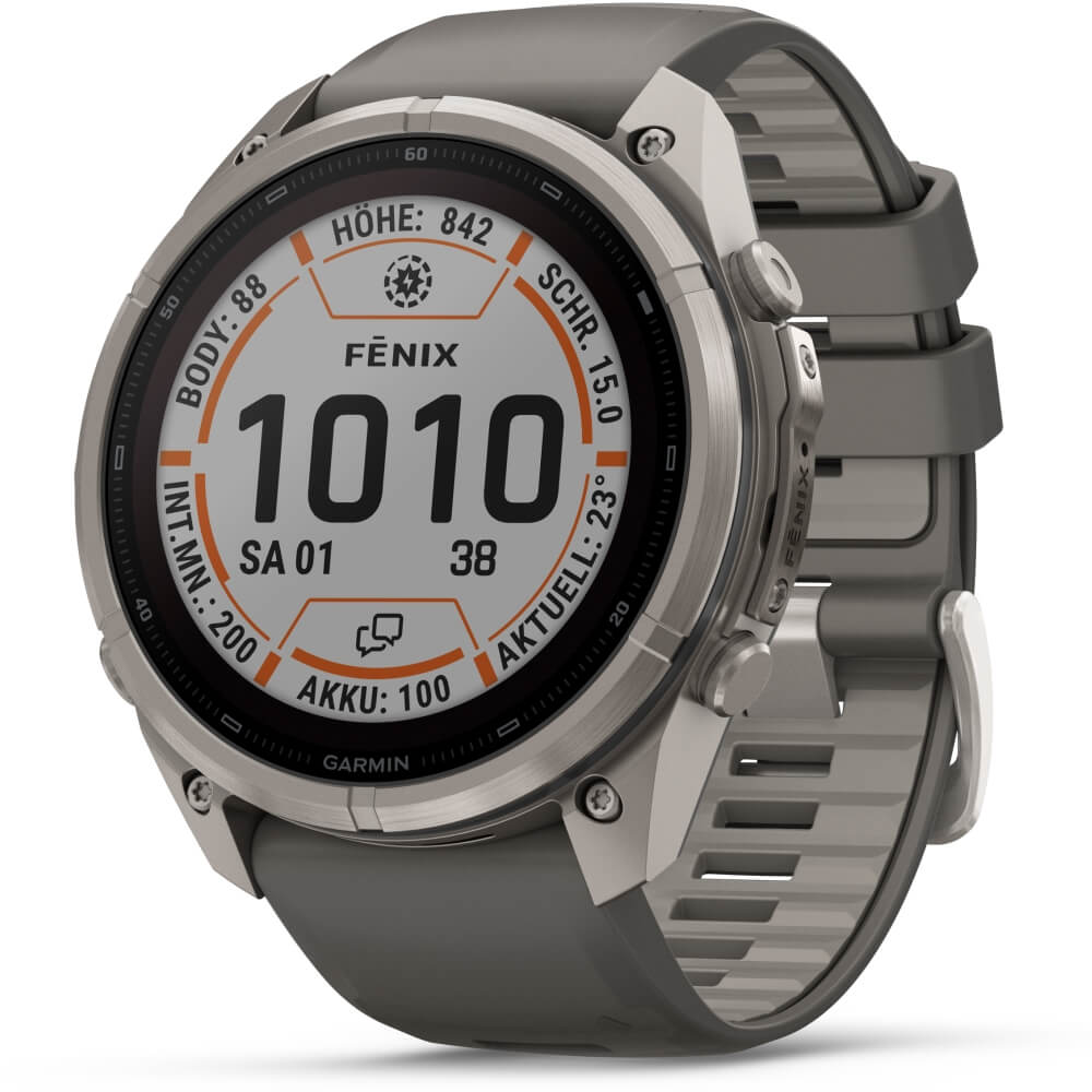 Garmin fenix 9 Pro inReach Solar 51 mm Titan Kieselgrau/Silbergrau