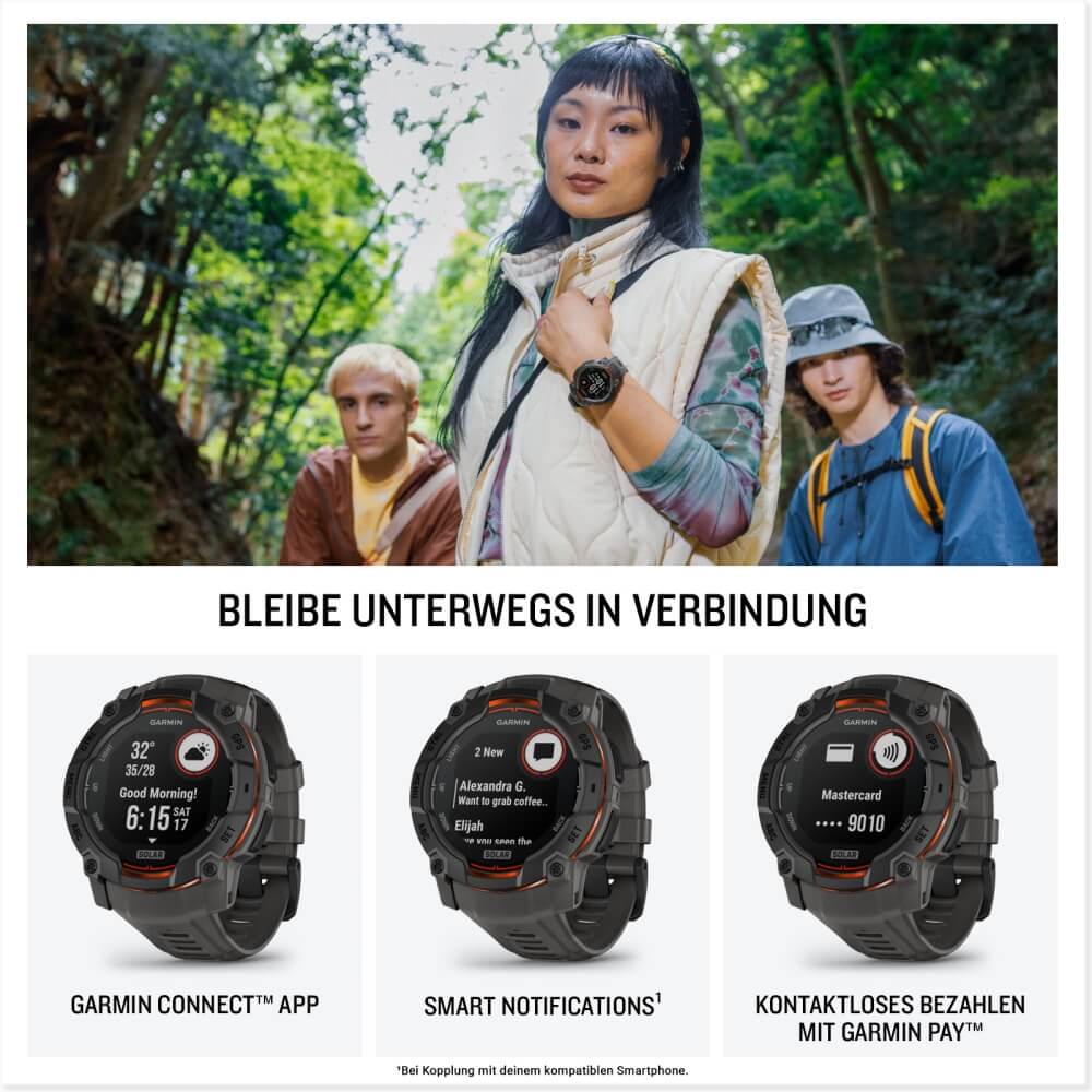 Garmin Instinct 3 SOLAR 45 mm Schwarz 22mm Silikonarmband Schwarz bei CardioZone günstig online kaufen
