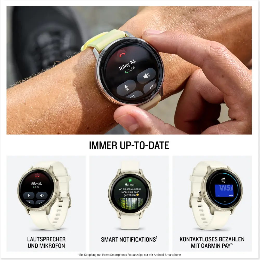 Garmin Venu 4 - 41mm Beige-Lunargold Schnellwechsel-Silikonarmband 18mm Bone