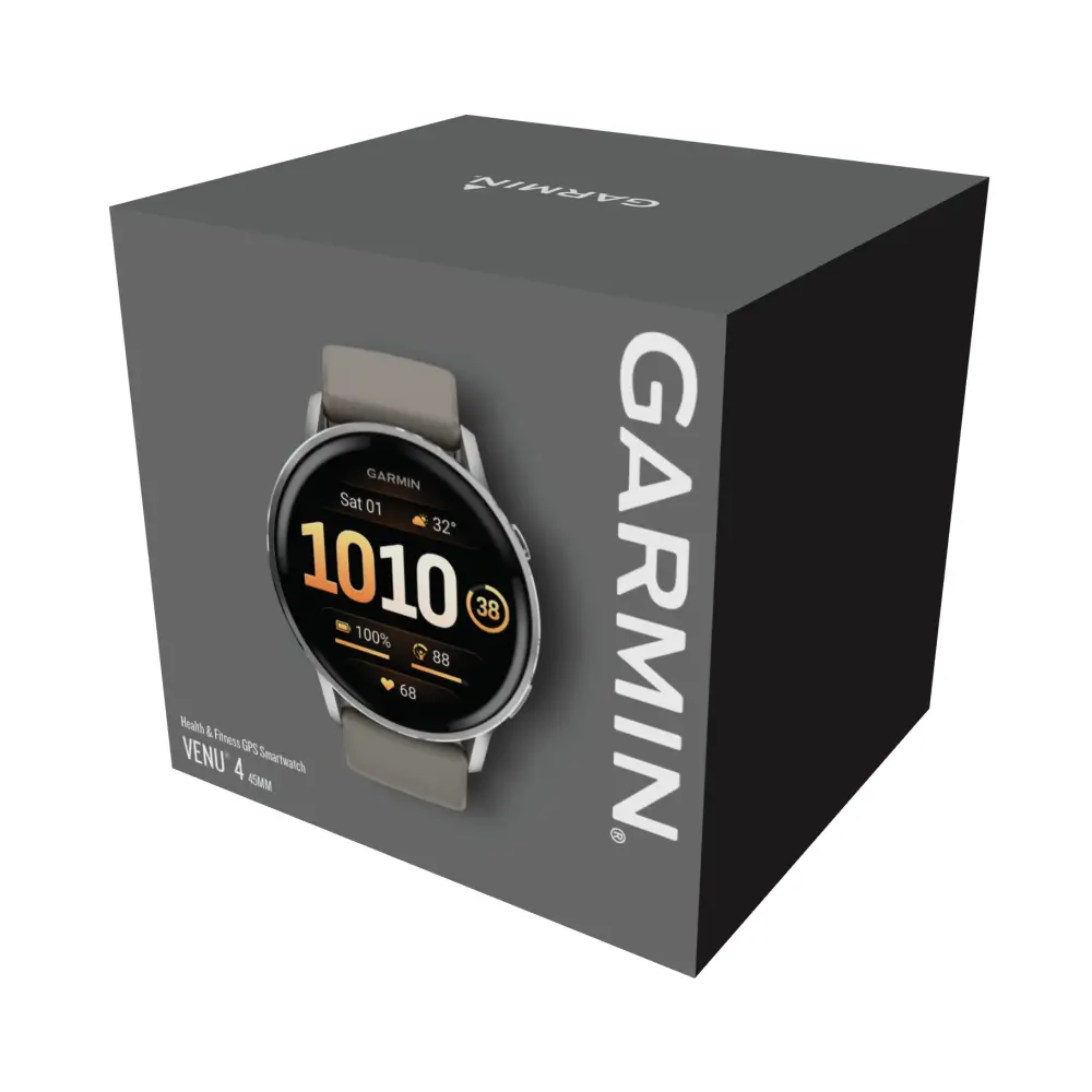 Garmin Venu 4 - 45mm Schwarz-Silber Schnellwechsel-Silikonarmband 22mm Grau