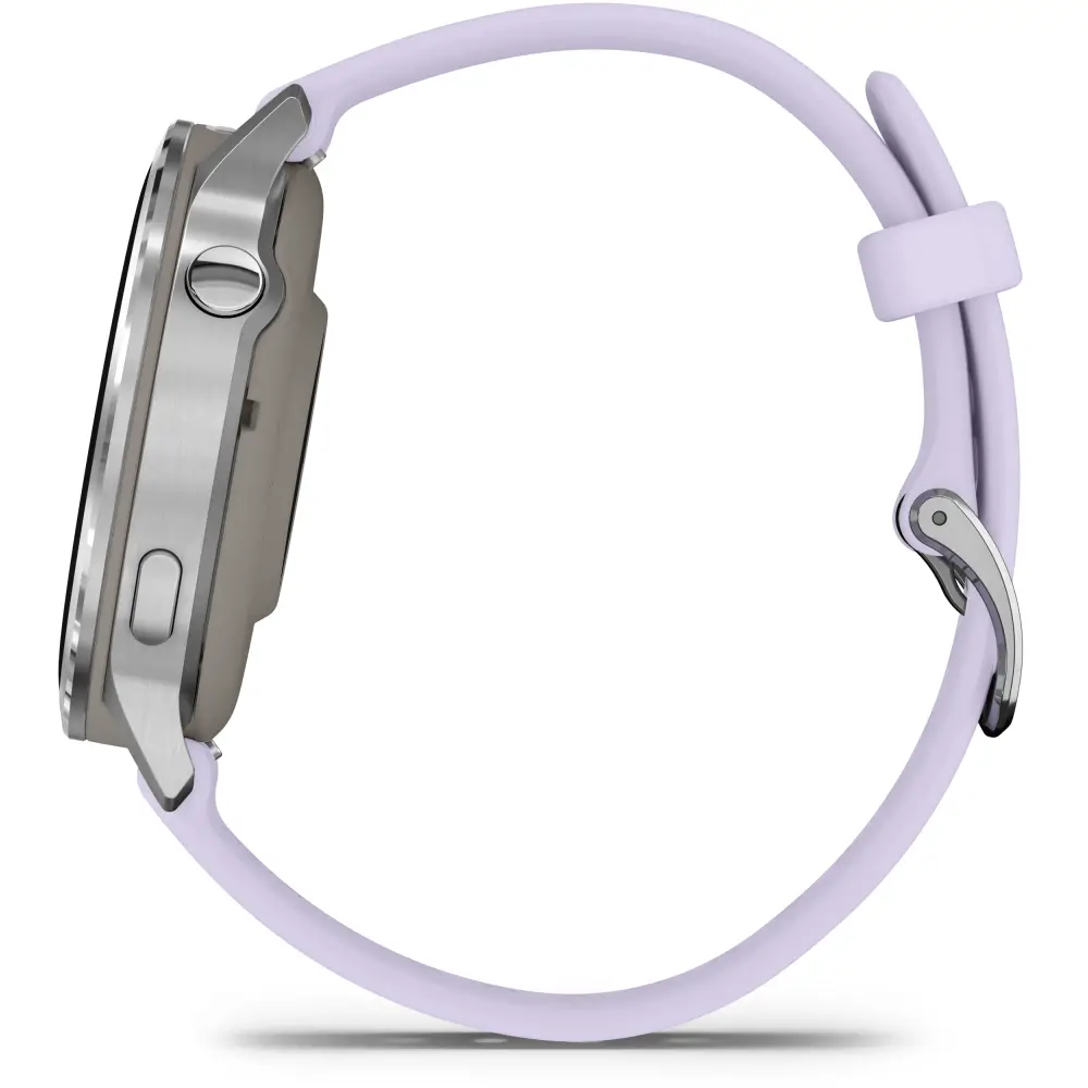 Garmin Venu 4 - 41mm Grau-Silber Schnellwechsel-Silikonarmband 18mm Lavendel