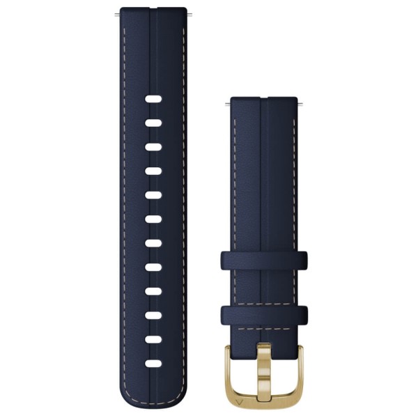 Garmin Schnell-Wechsel Leder Armband 18mm Blau - Schnalle Hellgold bei CardioZone online kaufen