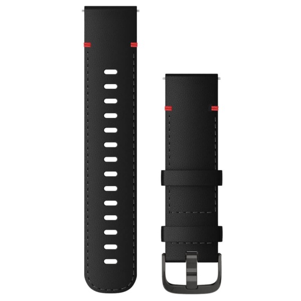 Garmin Schnell-Wechsel Leder Armband 22mm Schwarz - mit Naht Schnalle Schiefergrau bei CardioZone online kaufen