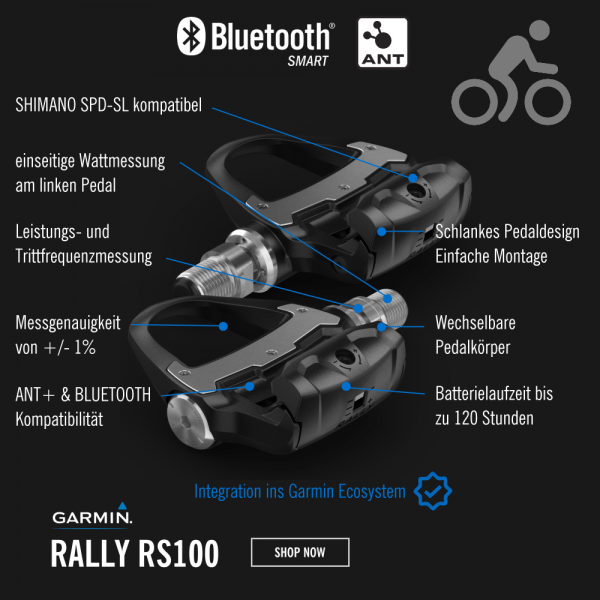 Garmin Rally RS100 Leistungsmesser Single-Sensor Shimano SPD-SL bei CardioZone günstig online kaufen